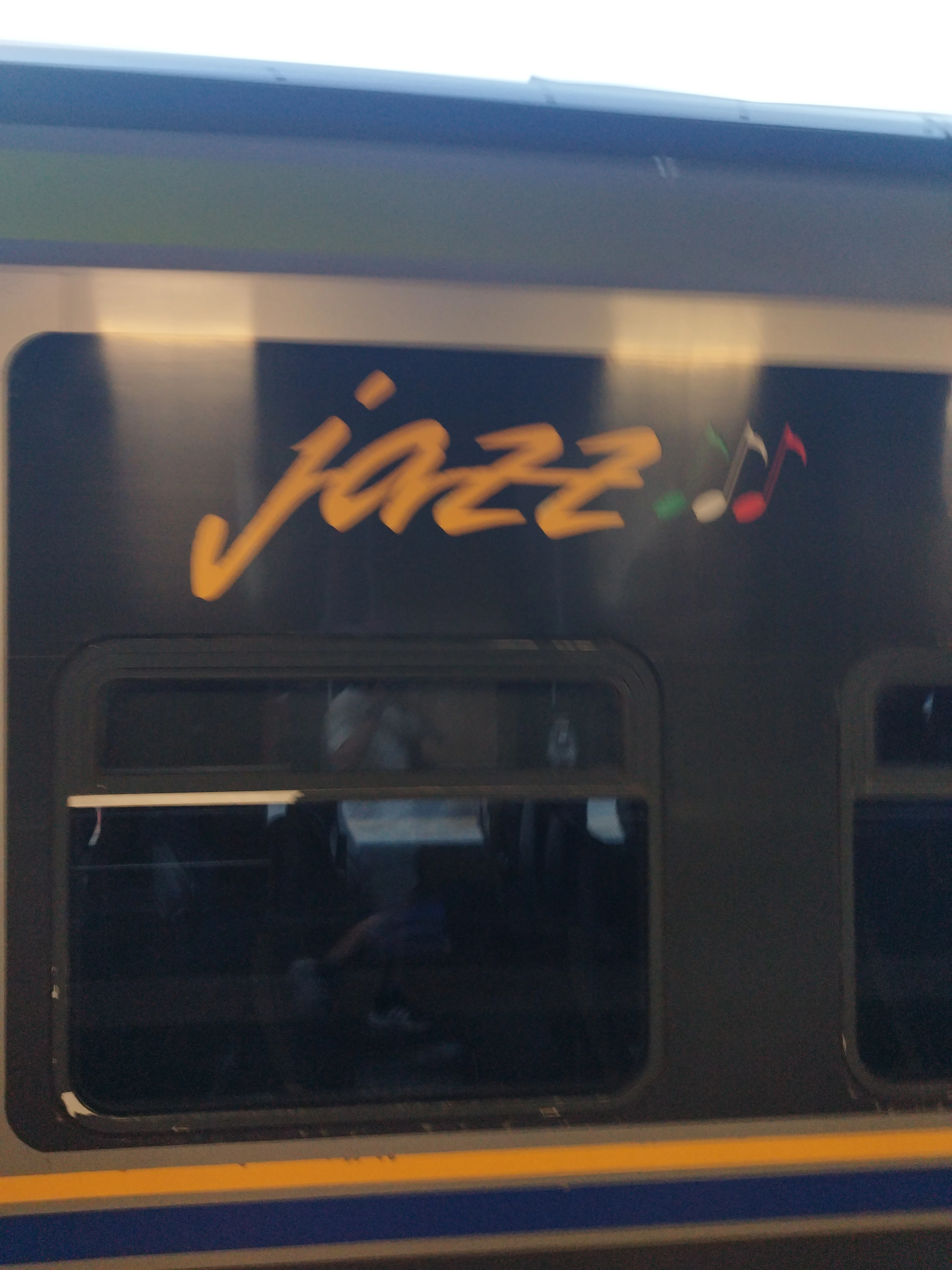 closeup of the Jazz train logo